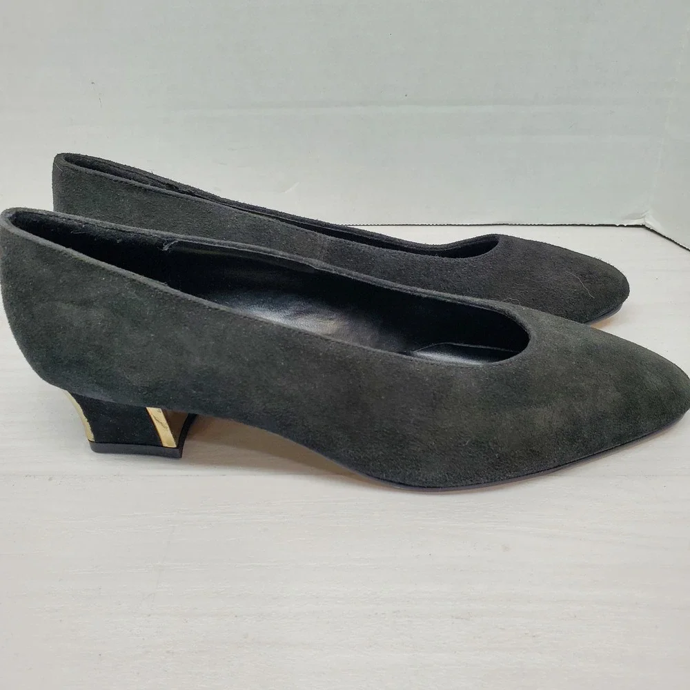The Touch Of NINA Black Suede Leather Classic Evening Dress Heel‎ Pump Size 6 M